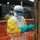 An Ebola health worker at a treatment center in Beni, Eastern Congo on April 16, 2019